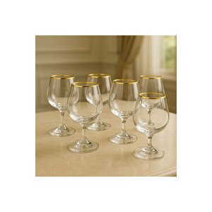 Kristal Kısa Ayaklı Bardak Altın Yaldızlı Kahve Yanı Su Bardağı 250 Ml 6 Adet