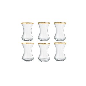 İnce Belli Gold Çay Bardağı 130 Cc 6 Lı