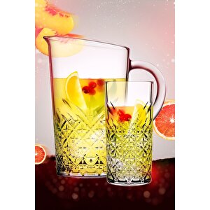 5 Parça Tımeless Sangria / Mojito Kokteyl Keyfi Seti - 4 Uzun Kokteyl Bardağı + Karaf/sürahi