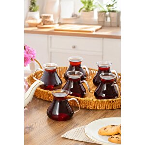 6'lı Ehli Keyf Borosilikat Cam Kulplu Çay Bardağı 220 Ml Bardak 16043