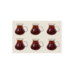 6'lı Ehli Keyf Borosilikat Cam Kulplu Çay Bardağı 220 Ml Bardak 16043