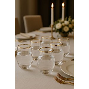 Kristal Su Bardak Altın Yaldızlı 360 Ml 6 Adet