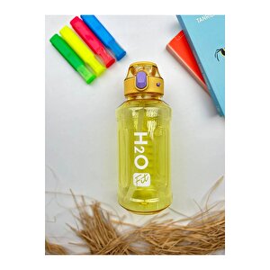H20 Pipetli Sarı Renkli Polikarbon Spor Spor Matara Çocuk Genç Suluk Su Şişesi 900 Ml