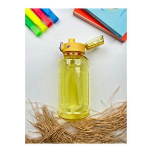 H20 Pipetli Sarı Renkli Polikarbon Spor Spor Matara Çocuk Genç Suluk Su Şişesi 900 Ml