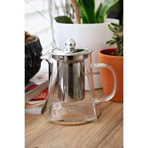 Süzgeçli Cam Demlik Isıya Dayanıklı 950 Ml