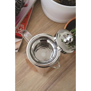 Süzgeçli Cam Demlik Isıya Dayanıklı 950 Ml