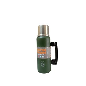 1.0 Litre Kulplu Paslanmaz Çelik Avcı Termos Yeşil