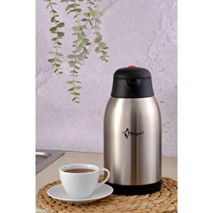 Paslanmaz Çelik Çay Termosu 2.5 Litre | 12-24 Saat Soğuk, 8-12 Saat Sıcak Tutma | Paslanmaz Çelik