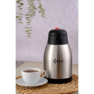 Paslanmaz Çelik Çay Termosu 2 Litre | 12-24 Saat Soğuk, 8-12 Saat Sıcak Tutma | Paslanmaz Çelik