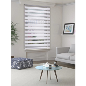 Beyaz Geniş Plise  Zebra Perde 130x260 cm