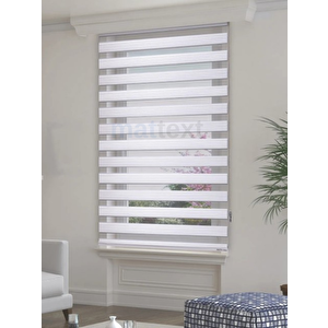 Beyaz Geniş Plise  Zebra Perde 130x260 cm