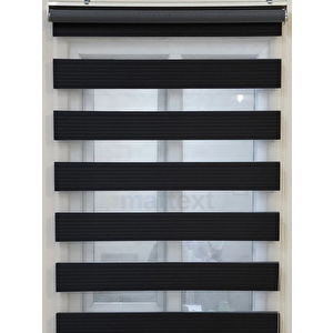 Siyah Geniş Plise  Zebra Perde 110x230 cm