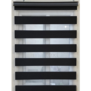 Siyah Geniş Plise  Zebra Perde