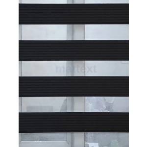 Siyah Geniş Plise  Zebra Perde 120x210 cm