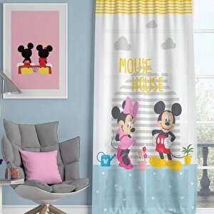 Disney Minnie & Mickey Lisanslı Tekli Fon Perde 140x265 - Çocuk Odası Fon Perde