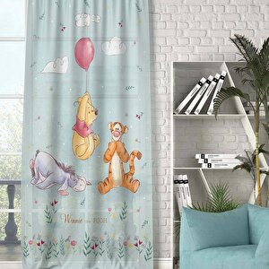 Disney Winnie The Pooh Ve Balon Desenli Çocuk Odası Tek Kanat Fon Perde - 140x265 Cm