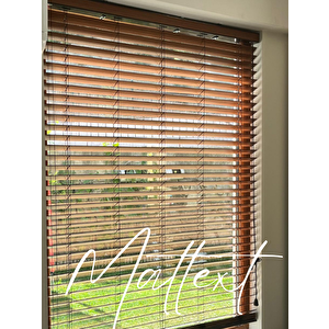 Açık Kahverengi 50 Mm Ahşap Görünümlü Jaluzi Perde 150x170 cm