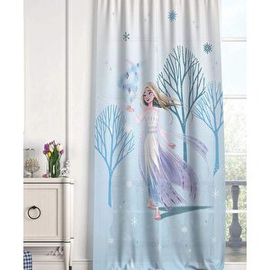 Disney Frozen 2 Lisanslı Tekli Fon Perde - Kar Tanesi Desenli, Çocuk Odası İçin Özel Tasarım