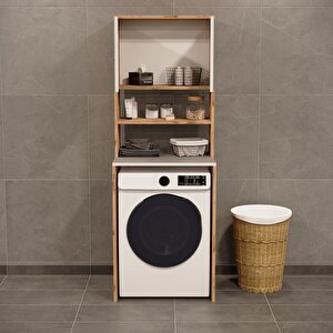 Çamaşır Makinesi Üstü Banyo Dolabı Rafı Atlantik Çam