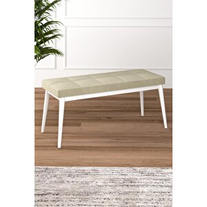 Arven Serisi 80x132 Açılabilir Mdf Beyaz Mutfak Masa Takımı 4 Sandalye 1 Bench