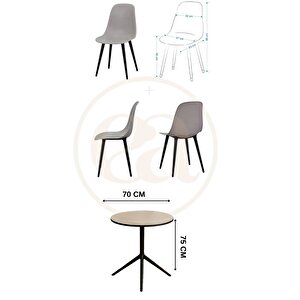 Ella Soft Serisi 70x75 Açılabilir Kompak Panel Mutfak Masa Takımı 2 Sandalye