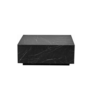 Most Lignum Mermer Görünümlü %100 Mdf Siyah Orta Sehpa 80x80 Cm. (evinize Teslim) Parlak Siyah