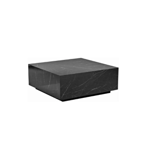 Most Lignum Mermer Görünümlü %100 Mdf Siyah Orta Sehpa 80x80 Cm. (evinize Teslim)