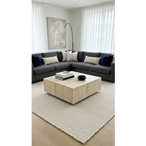 Most Lignum Mermer Görünümlü %100 Mdf Bej Orta Sehpa 80x80 Cm. (evinize Teslim) Antik Bej