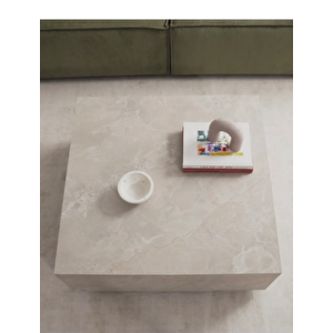 Most Lignum Mermer Görünümlü %100 Mdf Bej Orta Sehpa 80x80 Cm. (evinize Teslim) Antik Bej