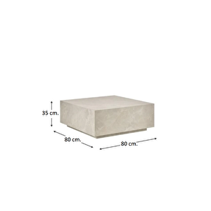 Most Lignum Mermer Görünümlü %100 Mdf Bej Orta Sehpa 80x80 Cm. (evinize Teslim)