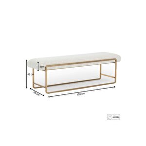 Neva Serisi Yatak Ucu Oturma Bankı Makyaj Oturağı Metal Ayaklı Krem Puf Bench Montajsız Oturak