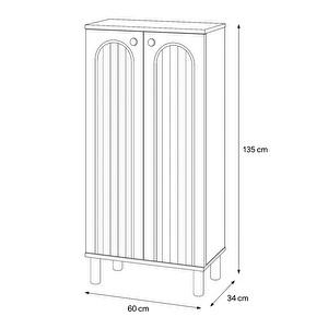 Lidya 2 Kapaklı Ayakkabılık – Atlantik Çam / Beyaz 60x34x135 Cm