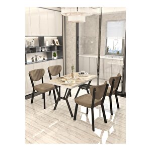 Aras 70x110cm Efes Mutfak Masası, Mutfak Masası Takımı, Yemek Masası, 4 Kahverengi Sandalye