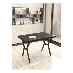 Aras 70x110cm Siyah Mutfak Masası, Mutfak Masası Takımı, Yemek Masası, 4 Siyah Sandalye