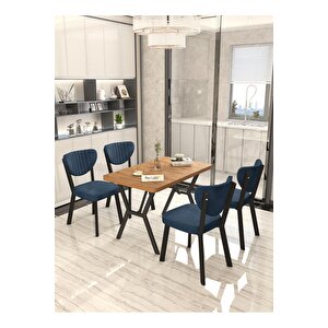Aras 70x110cm Atlantik Mutfak Masası, Mutfak Masası Takımı, Yemek Masası, 4 Antrasit Sandalye