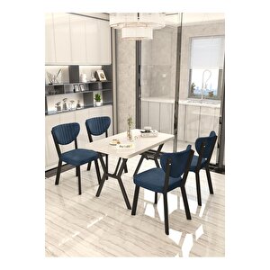 Aras 70x110cm Beyaz Mutfak Masası, Mutfak Masası Takımı, Yemek Masası, 4 Antrasit Sandalye
