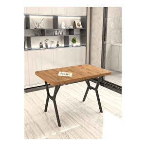 Aras 70x110cm Atlantik Mutfak Masası, Mutfak Masası Takımı, Yemek Masası, 4 Siyah Sandalye