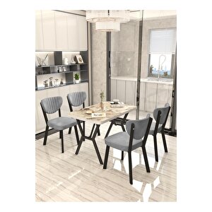 Aras 70x110cm Efes Mutfak Masası, Mutfak Masası Takımı, Yemek Masası, 4 Gri Sandalye