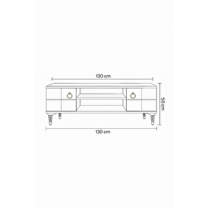 Lena Tv Sehpası Atlantik Çam Beyaz 2 Kapaklı Orta Raflı Sehpa 130x36x50 Cm