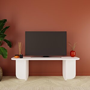 B0040 Beca Tv Ünitesi 100 Cm Beyaz Tv Sehpası Televizyon Ünitesi Minimalist Modern 45 Inç Tv Ünitesi