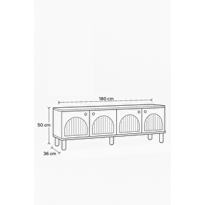 Lidya Tv Sehpası Atlantik Çam Krem Renkli 4 Kapaklı Tasarım 180x36x50 Cm