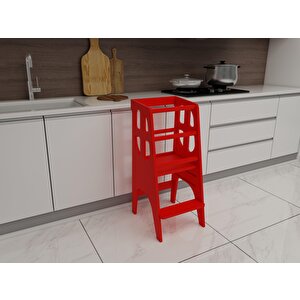 Kırmızı Ahşap Çocuk Öğrenme-etkinlik Kulesi