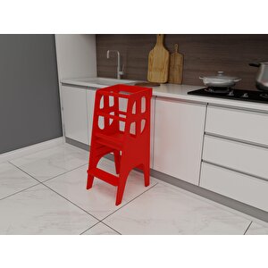 Kırmızı Ahşap Çocuk Öğrenme-etkinlik Kulesi