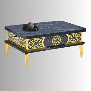 Lily Akıllı Sehpa - Siyah Mermer  Gold