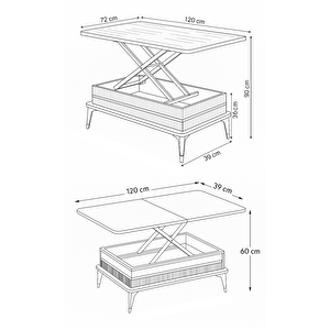 Riva Akıllı Sehpa Atlantik Çam Antrasit Gümüş Detaylı Çok Amaçlı 90x39x60 Cm