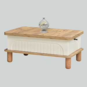 Lidya Akıllı Sehpa Atlantik Çam Krem 4 Fonksiyonlu Açılır Mekanizmalı 90x39x60 Cm