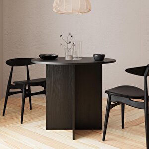 L0140 Linet Yuvarlak Yemek Masası Salon Mutfak Masası 4 Kişilik – Siyah