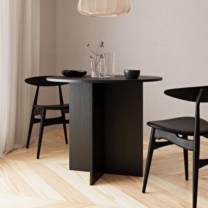 L0140 Linet Yuvarlak Yemek Masası Salon Mutfak Masası 4 Kişilik – Siyah