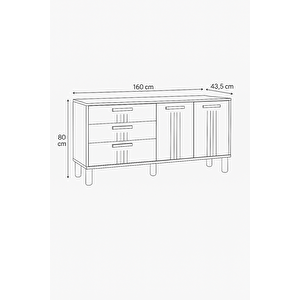 Dia Konsol 2 Kapaklı 3 Çekmeceli Atlantik Çam Krem 160x80x43,5 Cm