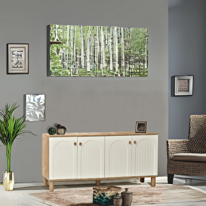 Lidya Konsol 4 Kapaklı Atlantik Çam Krem Ahşap Görünümlü Ayaklı 180x80x44 Cm